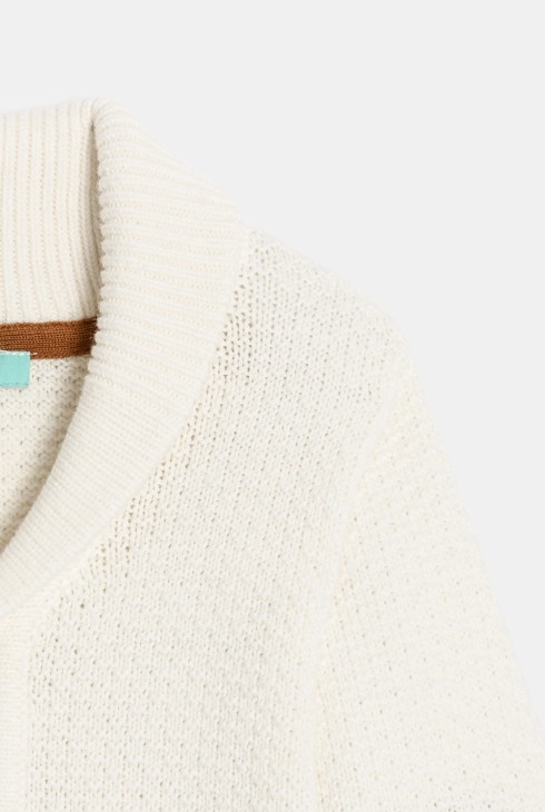 Baby boy's white knitted button-up cardigan 2