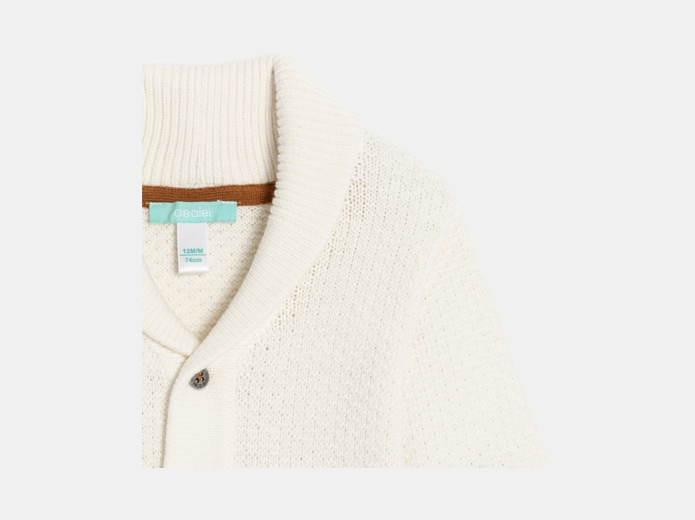 Gilet tricot boutonné blanc bébé garçon 2