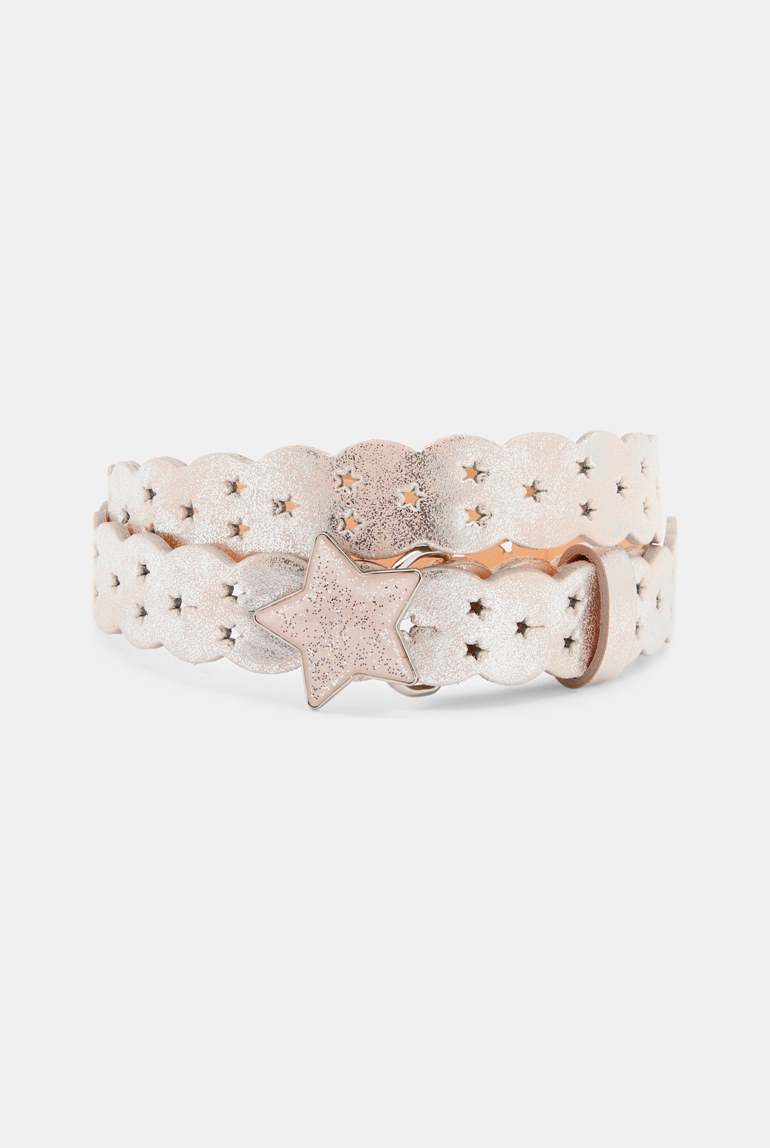 Ceinture ajourée et pailletée rose fille 1