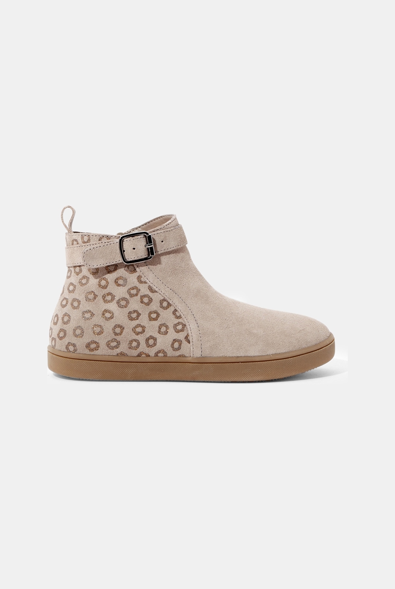 Boots croûte de cuir motif léopard blanc fille 1