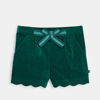 Short en velours lisse stretch vert fille