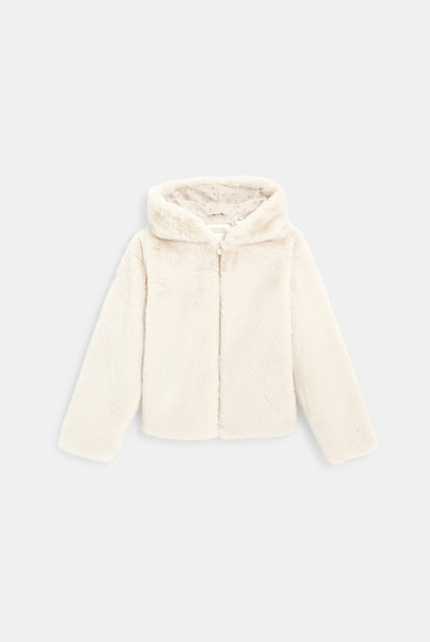 Fourrure Blanc Manteau Fille Moumoute Doudoune Réversible Fausse