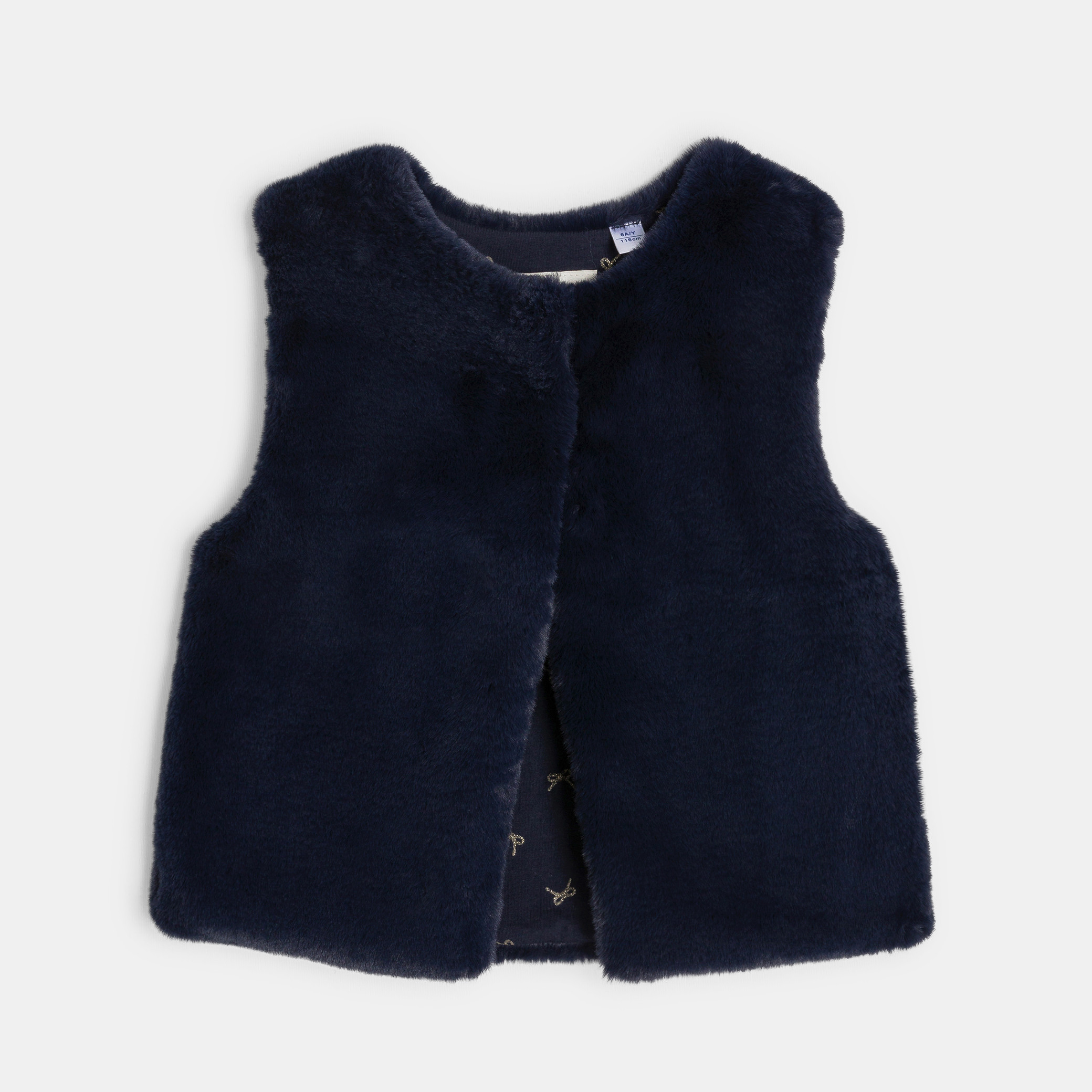 Girl's navy blue faux fur gilet Okaïdi & Obaïbi