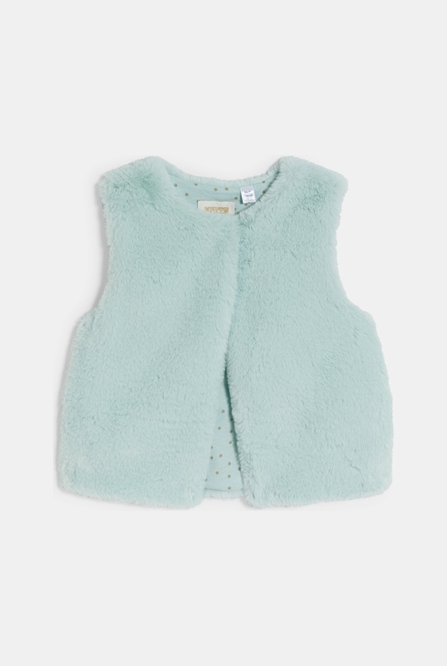 Dekliški modri bolero iz umetnega krzna 1