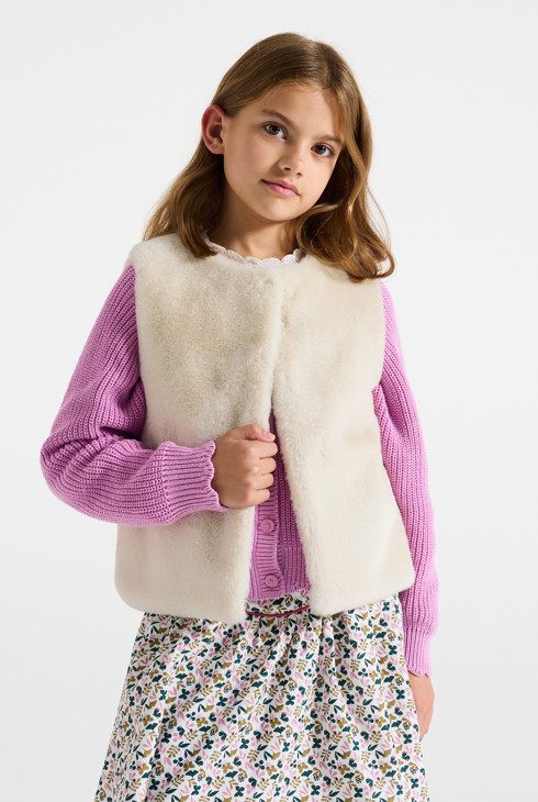 Witte bolero van imitatiebont voor meisjes 2