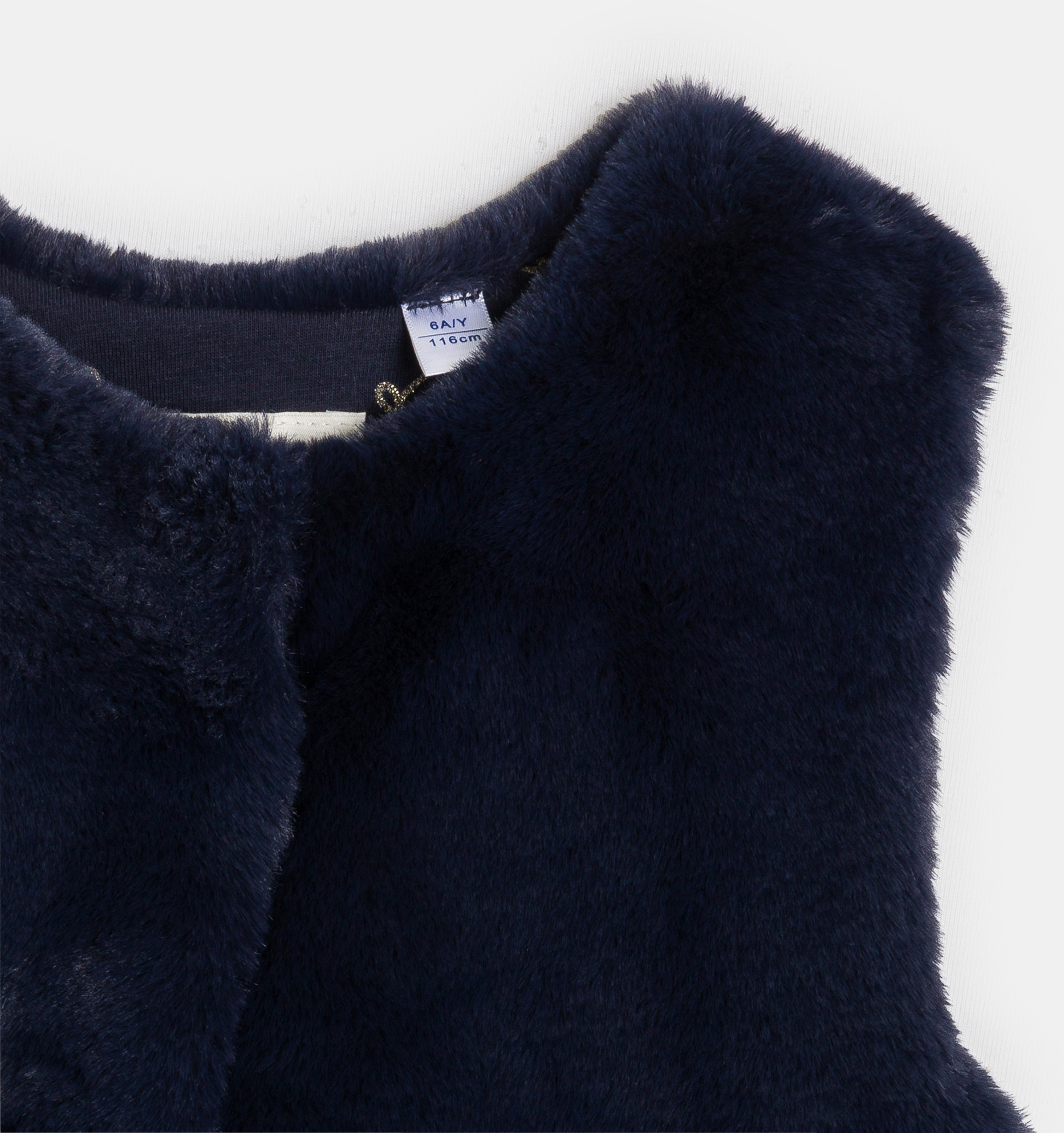 Mornarskoplavi kardigan od umjetnog krzna za djevojčice 2