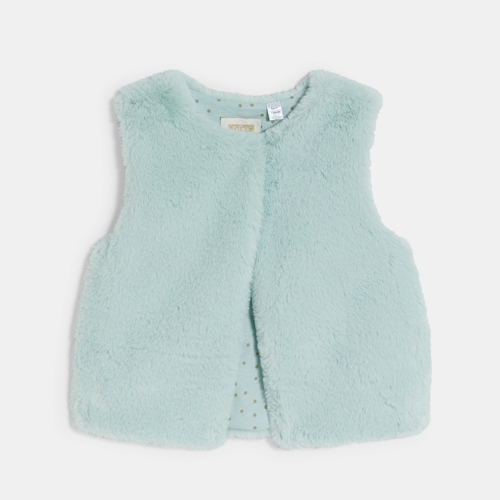 Boléro En Fausse Fourrure Bleu Fille - Bleu Flot - 8A - OKAIDI
