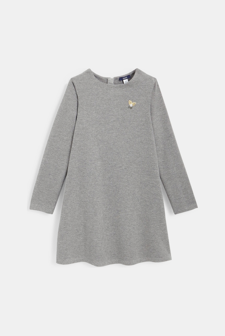 Vestido tipo jersey de punto de espiga brillante gris niña 1