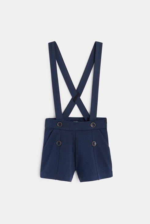 Kratke hlače z naramnicami in cikcakastim vzorcem modra deklica 1