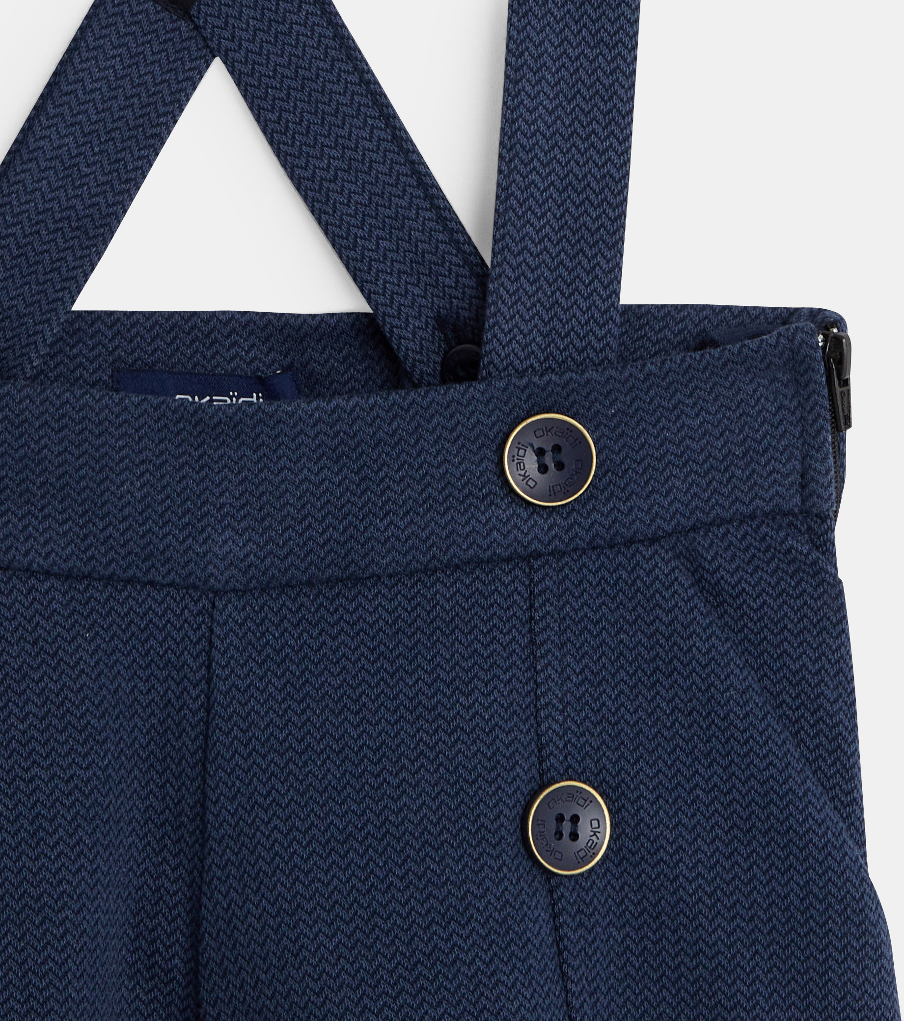 Kratke hlače z naramnicami in cikcakastim vzorcem modra deklica 2