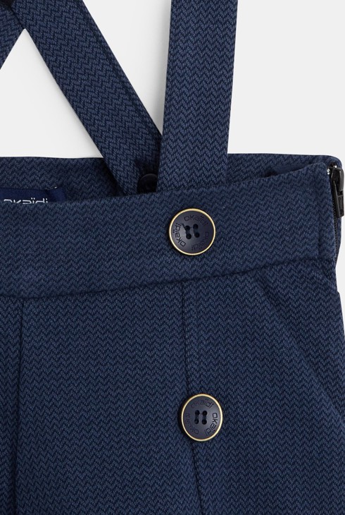 Kratke hlače z naramnicami in cikcakastim vzorcem modra deklica 2