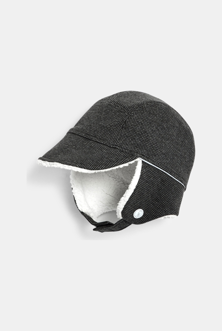 Gorro con orejeras con relleno gris niño 1