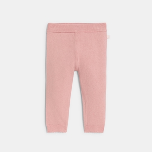 Baby girl's pink mottled knitted leggings 1