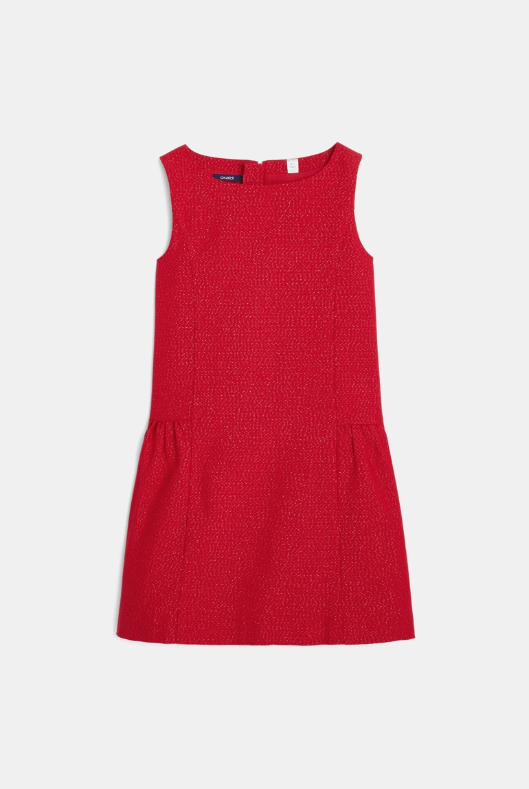Vestido brillante con 3 agujeros rojo niña 1