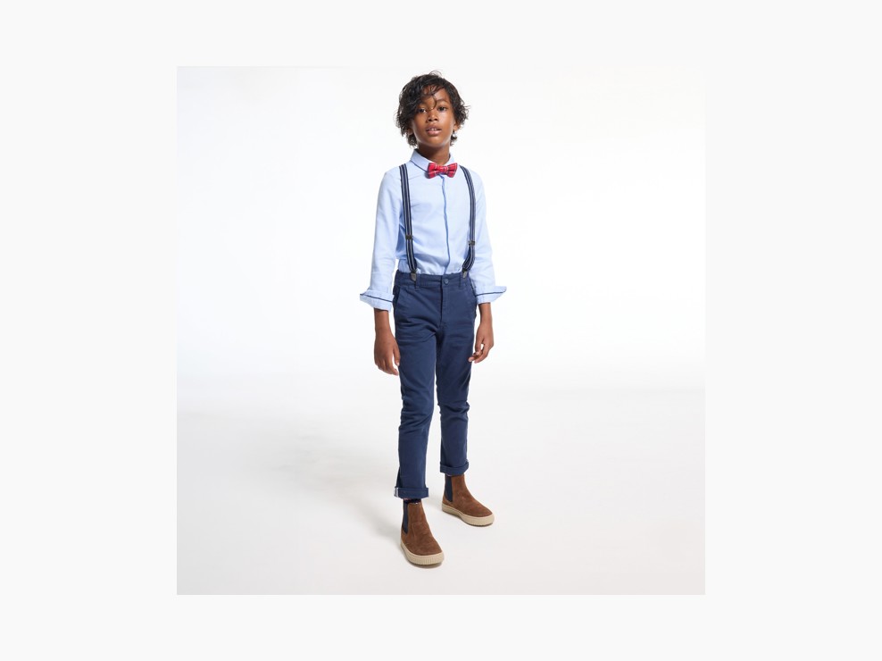 Chemise coton fantaisie et noeud papillon bleue garçon 1