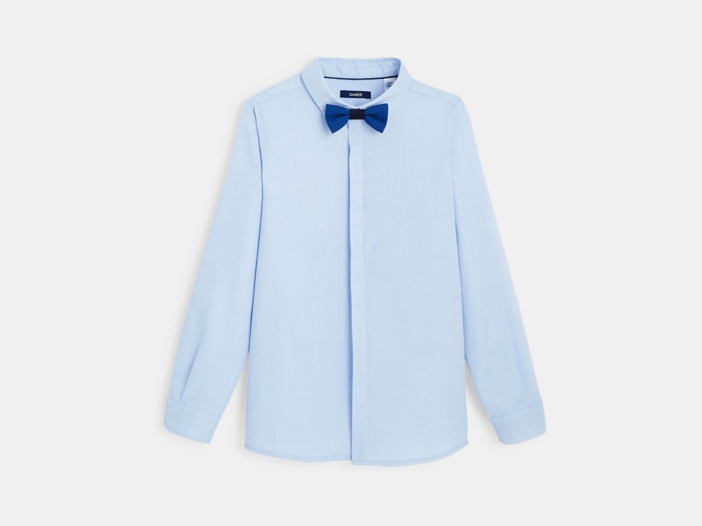 Chemise coton fantaisie et noeud papillon bleue garçon 2