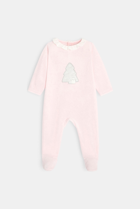 Dors-bien velours sapin rose bébé fille 1