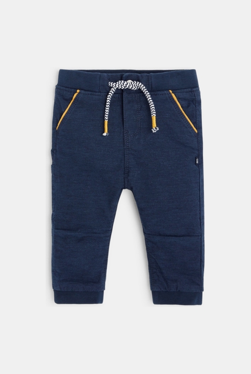 Pantalon toile uni à taille élastiquée bleu bébé garçon 2