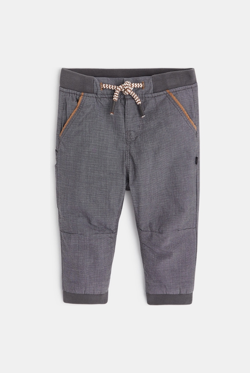 Hose aus unifarbenem Leinen mit elastischem Bund Grau Baby Jungen 1