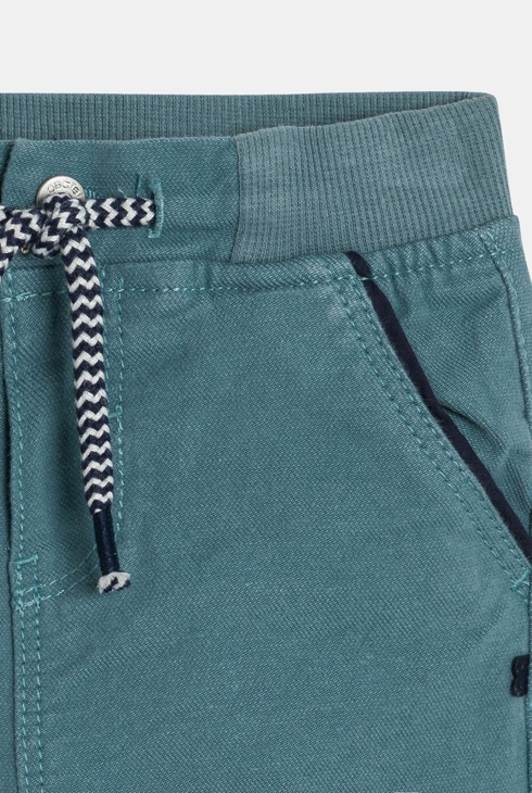 Pantalon toile uni à taille élastiquée bleu bébé garçon