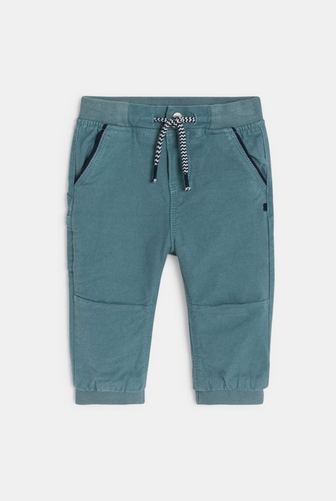 Fantovske modre enobarvne hlače s pasom z elastiko za dojenčke 1