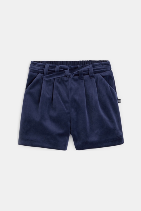 Plissierte Shorts aus Glattsamt Blau Baby Mädchen 1