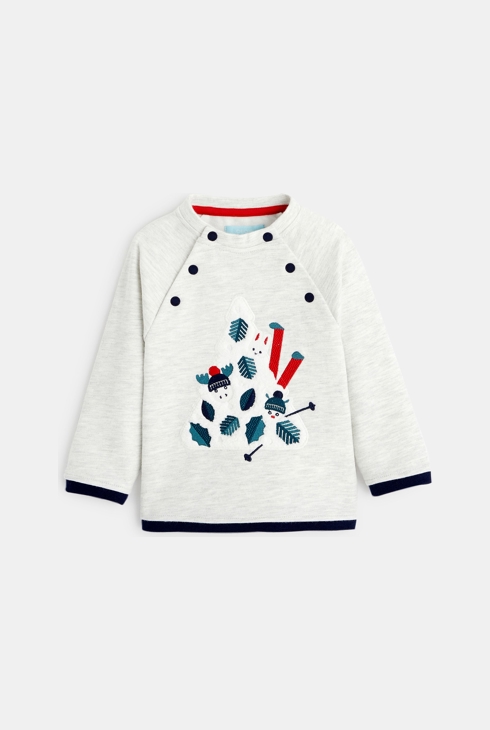 Sweat molleton noël motif animaux vert bébé garçon 1