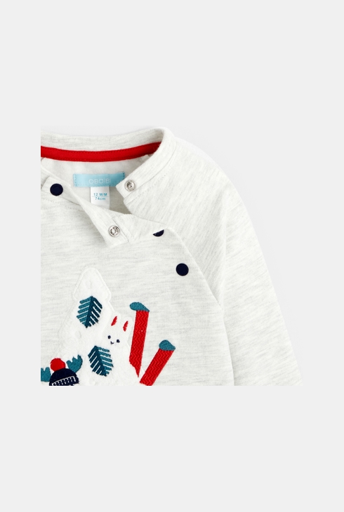 Sweat molleton noël motif animaux vert bébé garçon 2