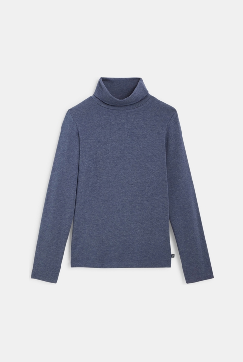 Koszulka ze stretchem gładka z golfem w kolorze niebieskim dla chłopców 1