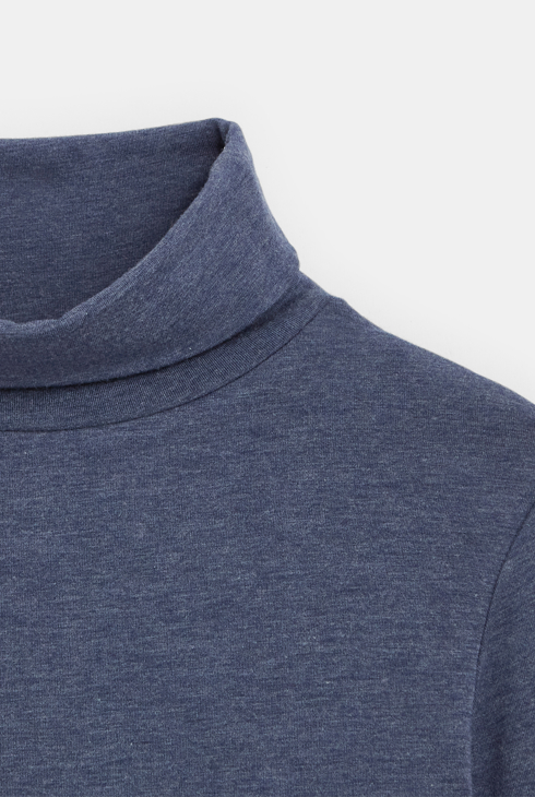 Koszulka ze stretchem gładka z golfem w kolorze niebieskim dla chłopców 2