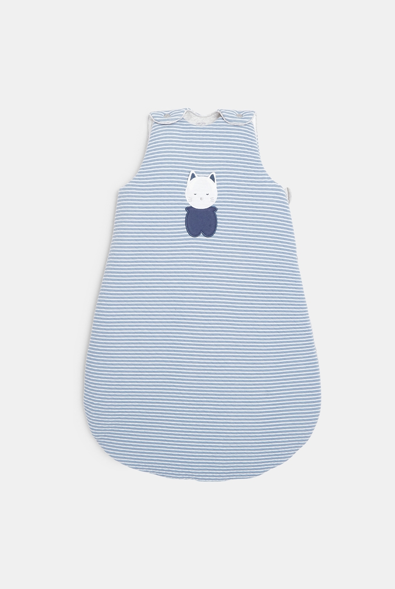 Gigoteuse ouatinée rayée anim'Obaïbi chat bleu naissance 1