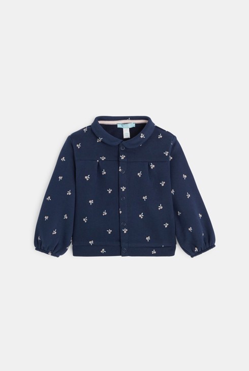 Jacke aus Molton mit Blumen-Print Blau Baby Mädchen 2