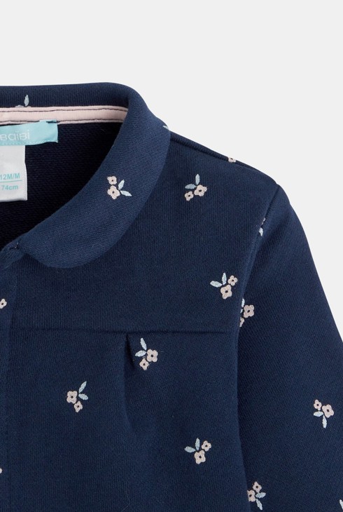 Jaqueta de moletó estampat de flors blau bebè nena 2