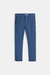 Pantalon chino en twill de coton uni bleu garçon