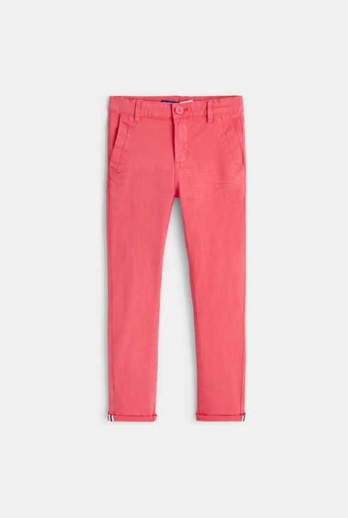 Pantaloni chino in twill di cotone tinta unita rosa bambino 1