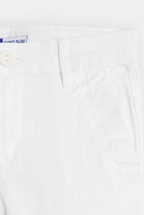 Pantalon chino en twill de coton uni blanc garçon