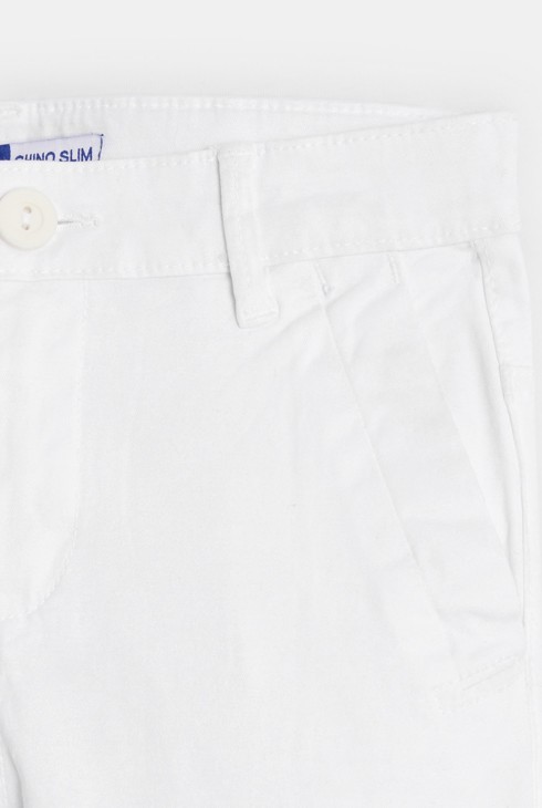 Pantalon chino en twill de coton uni blanc garçon 2