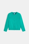 Gilet tricot effet pointelle vert fille 1