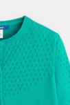 Gilet tricot effet pointelle vert fille 2