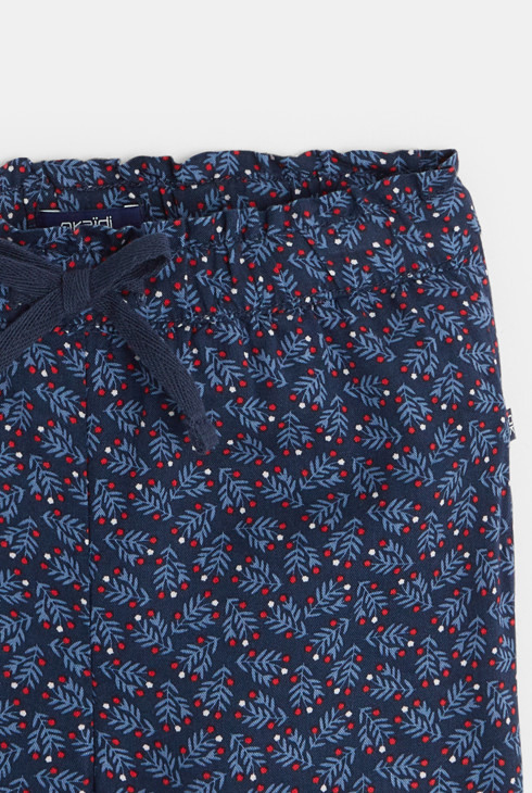 Lepo padajoče hlače, potiskane z listjem modra deklica 2