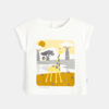 T-shirt paysage safari blanc bébé fille