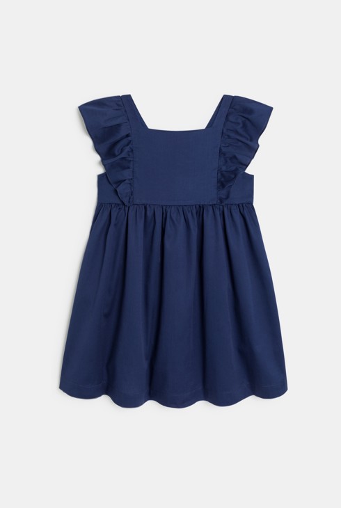 Robe évasée imprimée à mancherons volantés bleu fille 1