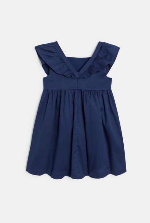 Robe évasée imprimée à mancherons volantés bleu fille 2