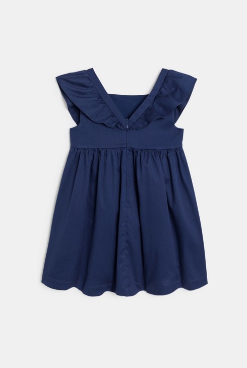 Robe évasée imprimée à mancherons volantés bleu fille 2