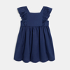 Robe évasée imprimée à mancherons volantés bleu fille