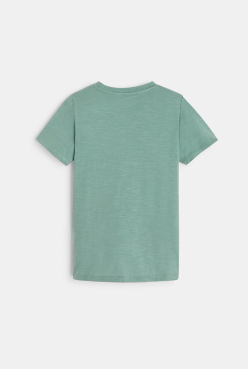 Camiseta de cuello tunecino lisa verde niño 2
