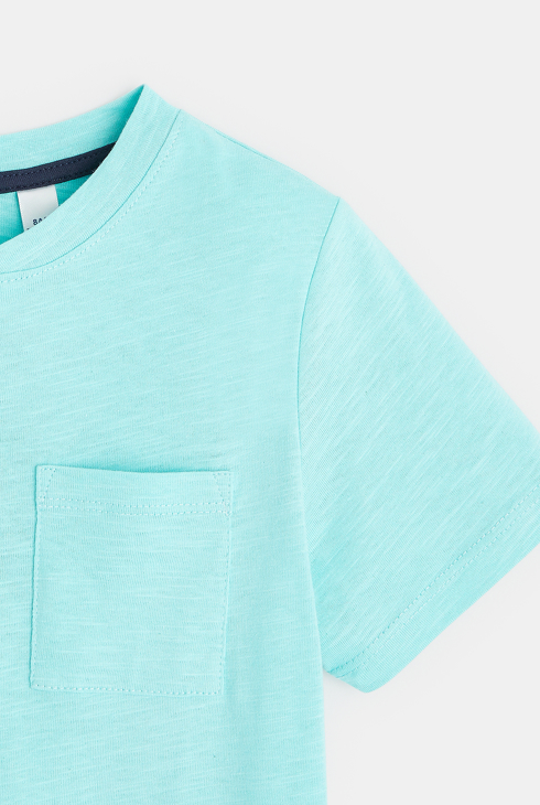 Einfarbiges T-Shirt mit tunesischem Kragen Blau Jungen