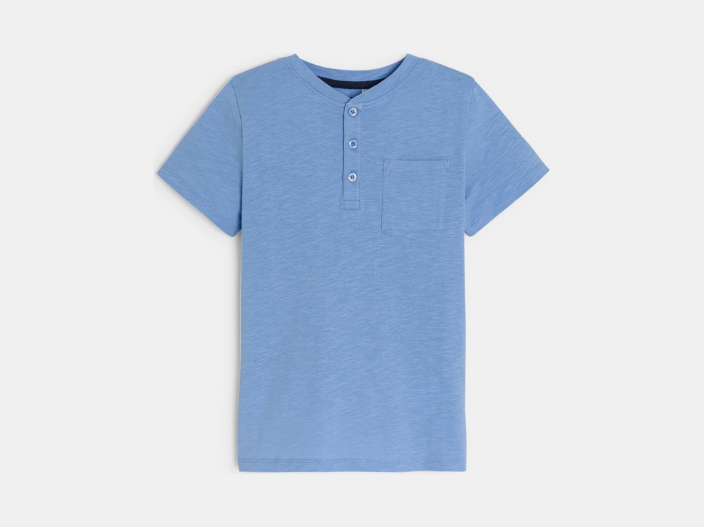 T-shirt serafino tinta unita blu bambino 1