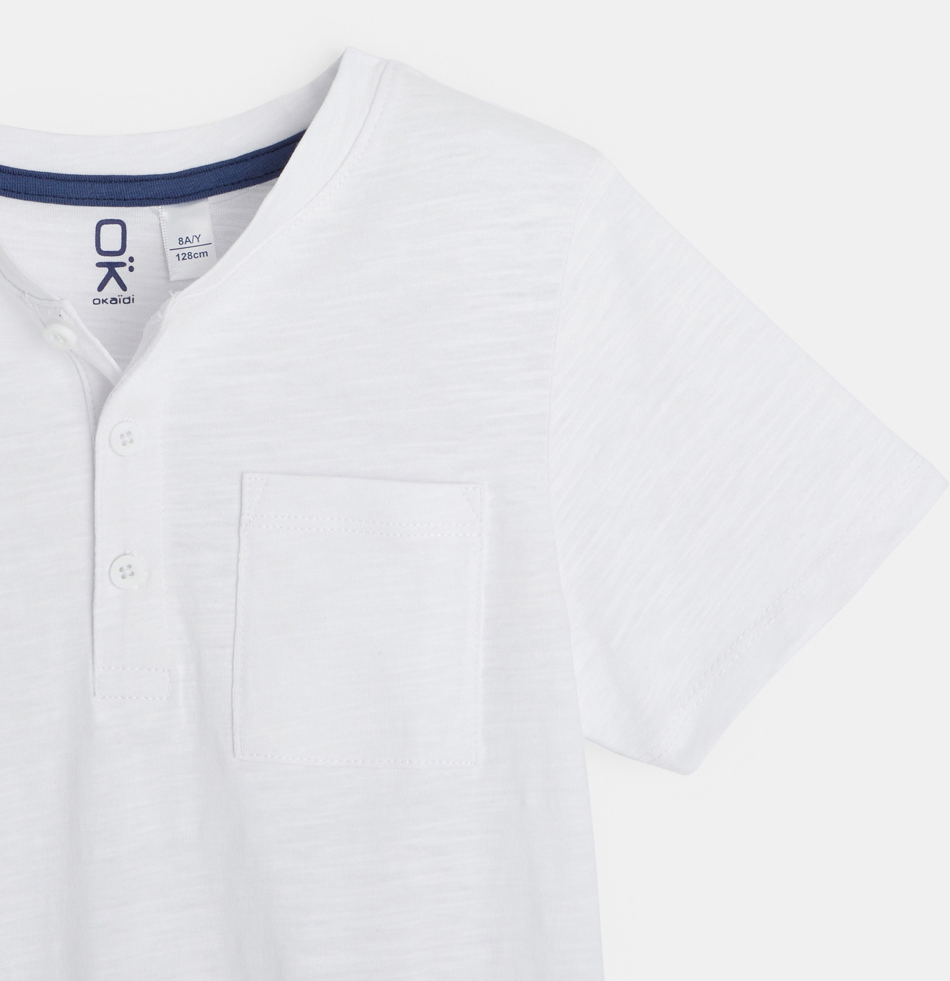 Einfarbiges T-Shirt mit tunesischem Kragen Weiß Jungen 2