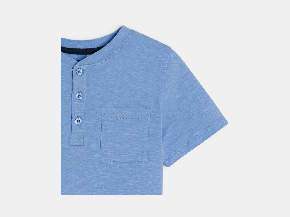 Tunesisches T-Shirt einfarbig blau für Jungen 2